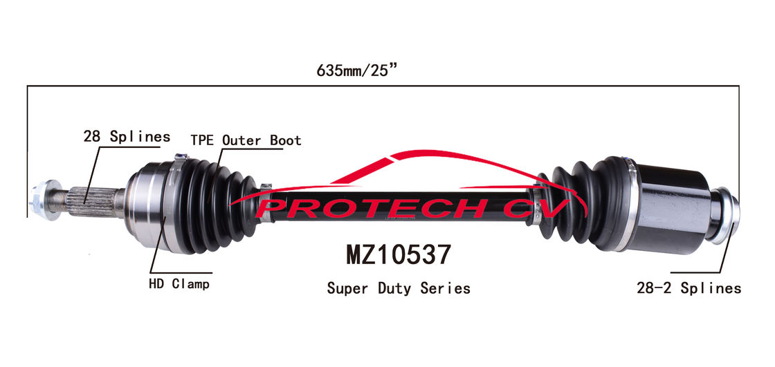 MZ10537 CV Axle Assembly Heavy Duty Clamp TPEE Boot  Cold Forging Grinding Process Technology EXTREME Weather Unit