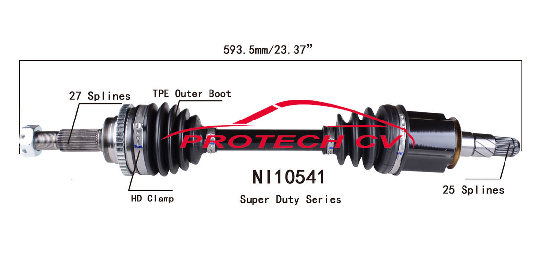 NI10541 CV Axle Assembly Heavy Duty Clamp TPEE Boot  Cold Forging Grinding Process Technology EXTREME Weather Unit