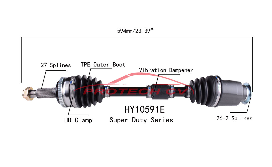 HY10591E CV Axle Assembly Heavy Duty Clamp TPEE Boot  Cold Forging Grinding Process Technology EXTREME Weather Unit