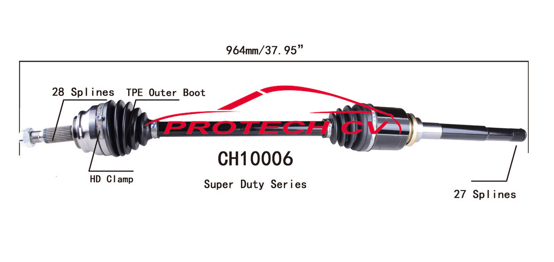 CH10006 CV Axle Assembly Heavy Duty Clamp TPEE Boot  Cold Forging Grinding Process Technology EXTREME Weather Unit