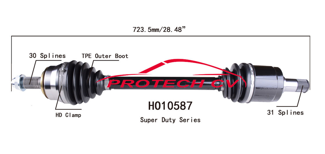 HO10587 CV Axle Assembly Heavy Duty Clamp TPEE Boot  Cold Forging Grinding Process Technology EXTREME Weather Unit