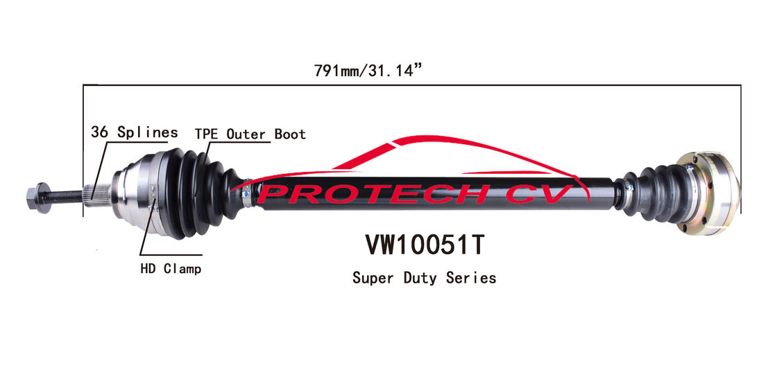 VW10051T CV Axle Assembly Heavy Duty Clamp TPEE Boot  Cold Forging Grinding Process Technology EXTREME Weather Unit