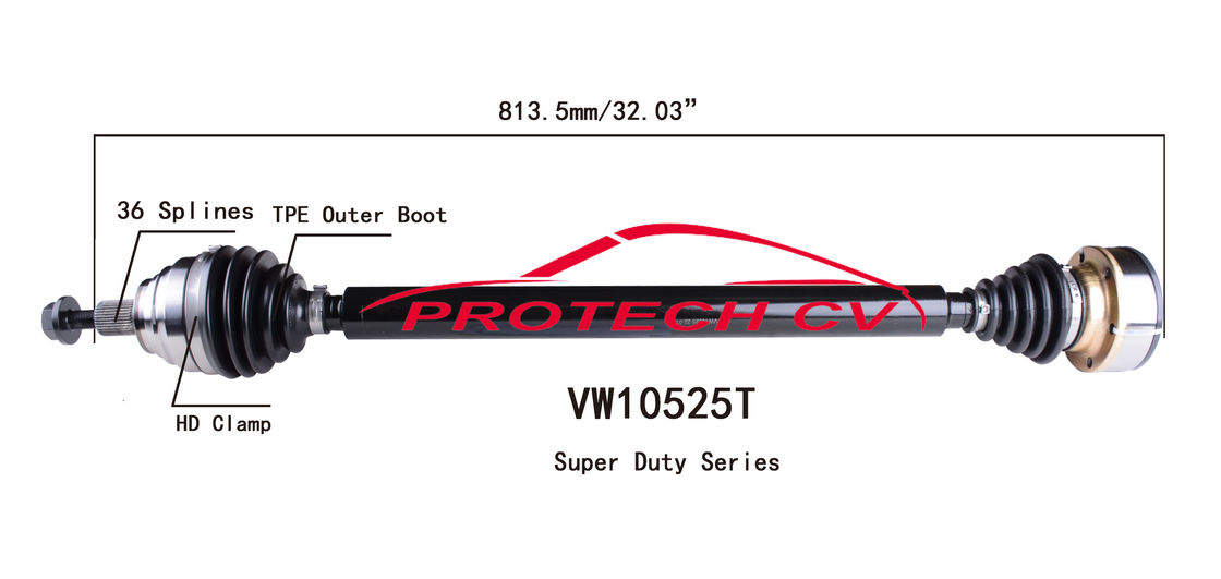 VW10525T CV Axle Assembly Heavy Duty Clamp TPEE Boot  Cold Forging Grinding Process Technology EXTREME Weather Unit