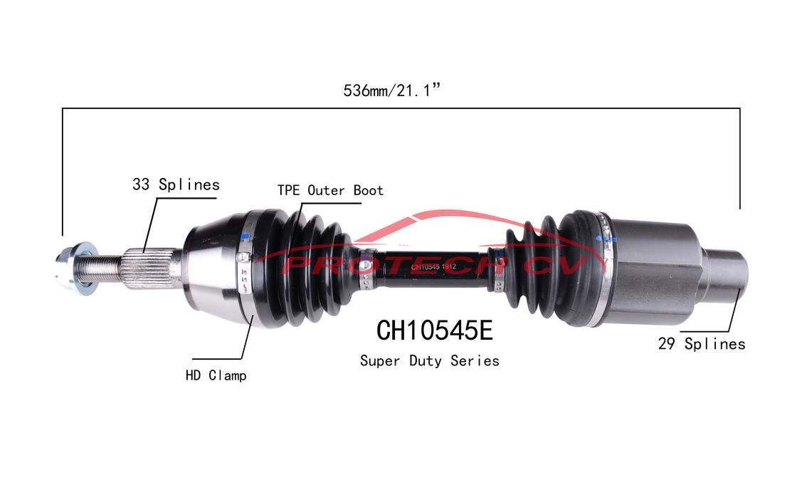 CH10545ER CV Axle Assembly Heavy Duty Clamp TPEE Boot  Cold Forging Grinding Process Technology EXTREME Weather Unit