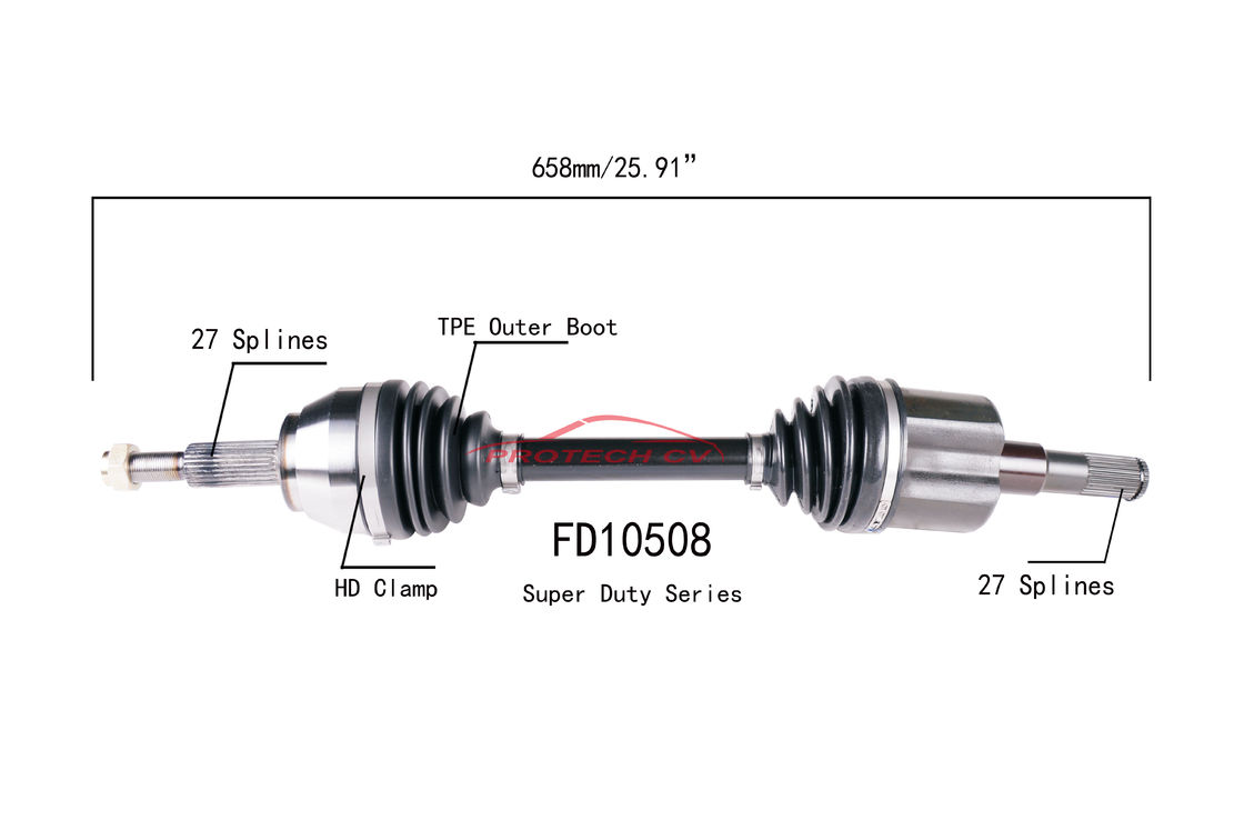 FD10508 CV Axle Assembly Heavy Duty Clamp TPEE Boot  Cold Forging Grinding Process Technology EXTREME Weather Unit