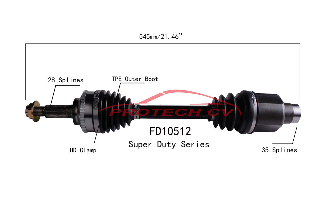 FD10512 CV Axle Assembly Heavy Duty Clamp TPEE Boot  Cold Forging Grinding Process Technology EXTREME Weather Unit