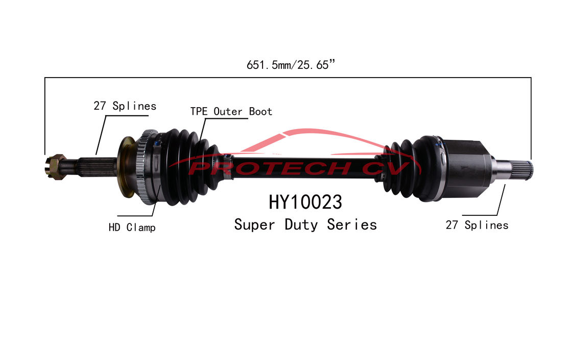 2001-2006 Hyundai Front Left Cv Axle Shaft Assembly 2.7L V6 Heavy Duty Clamp