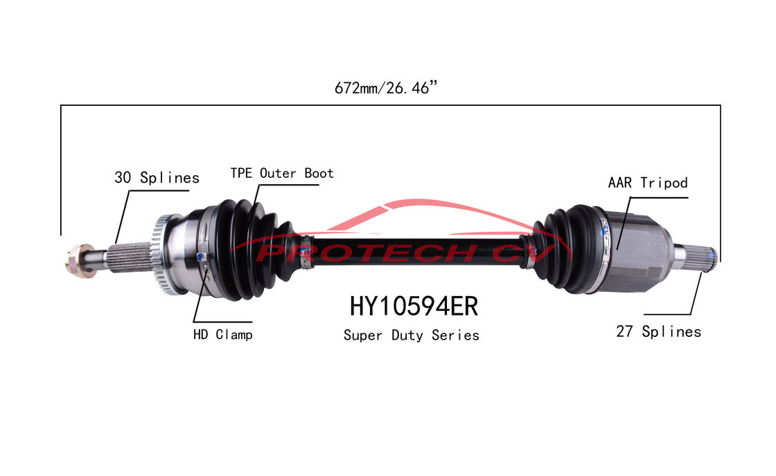 HY10594ER Front Left Cv Axle Shaft Assembly Hyundai Sonata 2.4L EXTREME Weather Unit
