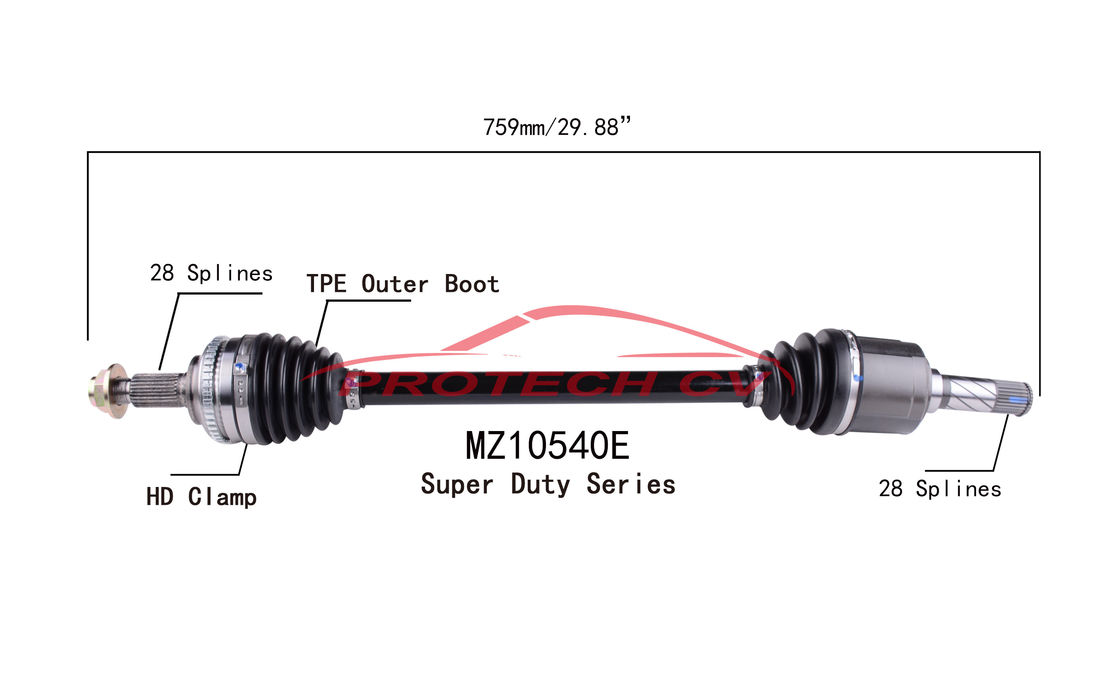 MZ10540E Cv Axle Assy Heavy Duty Clamp Mazda Miata Mazda Miata EXTREME Weather Unit