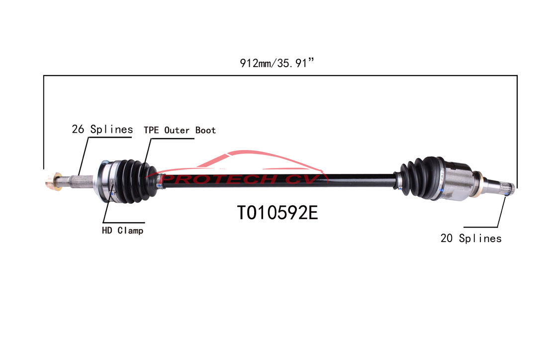2012-2020 Toyota Front Right Axle Shaft Assembly 20CrMnTi Steel Heat Treatment