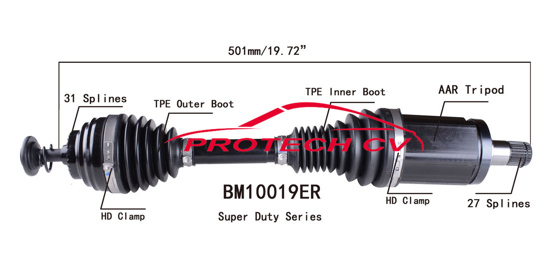 BMW X1 Front Right Cv Axle Shaft Assembly  Heavy Duty Clamp TPEE Boot