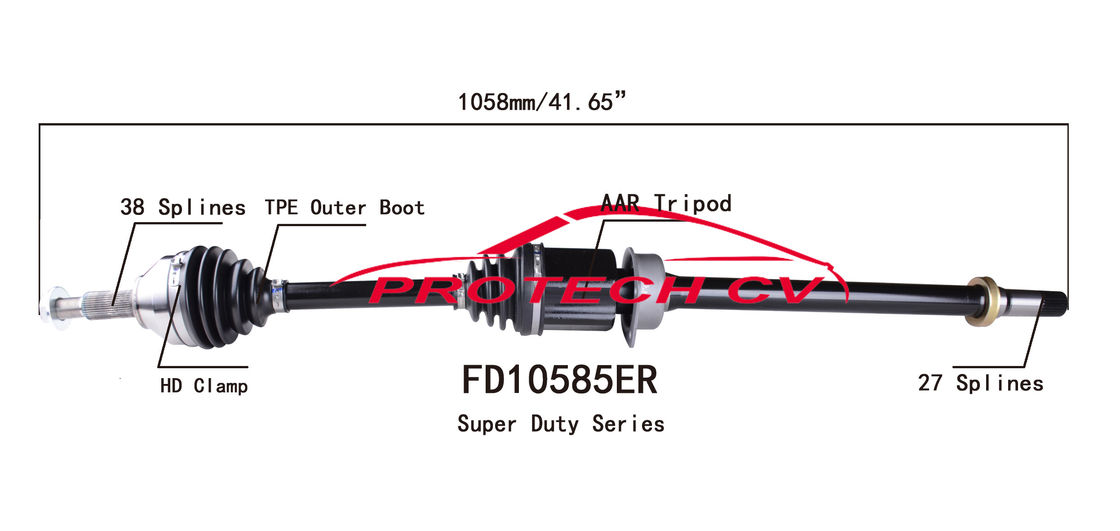 FD10585ER  CV Axle Assembly Heavy Duty Clamp TPEE Boot  Cold Forging Grinding Process Technology EXTREME Weather Unit