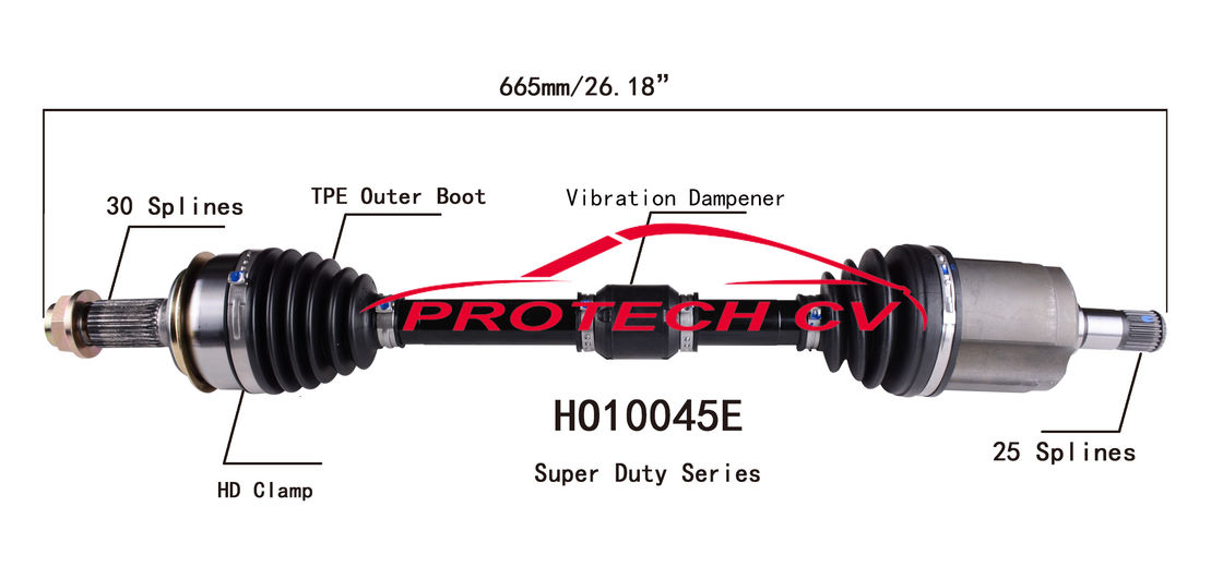 HO10045E Front Drive Axle Assembly 2016 Honda Cv Axle Assy Heavy Duty Clamp TPEE Boot