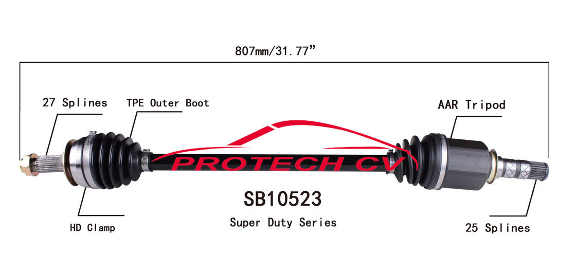 SB10523 CV Axle Assembly Heavy Duty Clamp TPEE Boot  Cold Forging Grinding Process Technology EXTREME Weather Unit