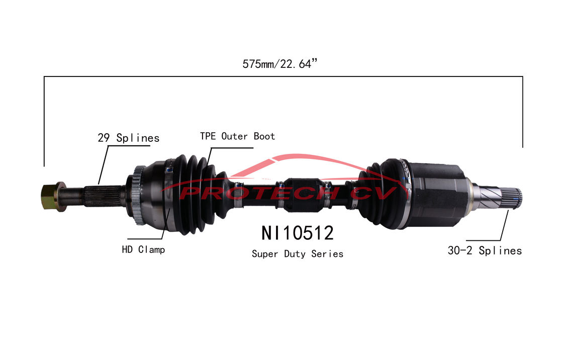 NI10512 CV Axle Assembly Heavy Duty Clamp TPEE Boot  Cold Forging Grinding Process Technology EXTREME Weather Unit