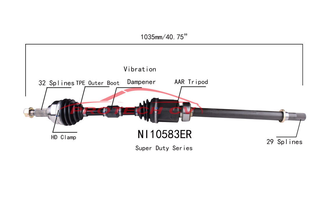 NI10583ER Front Right Drive Shaft TPEE Boot Nissan Cv Axle Front Right