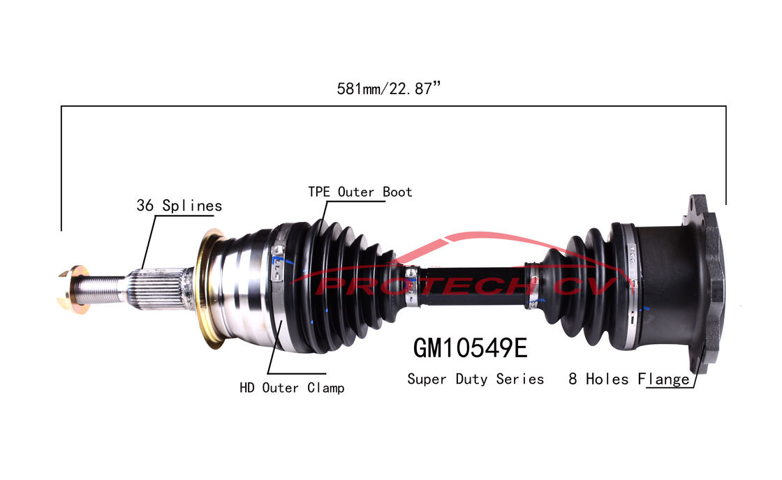GM10549E CV Axle Assembly Heavy Duty Clamp TPEE Boot  Cold Forging Grinding Process Technology EXTREME Weather Unit