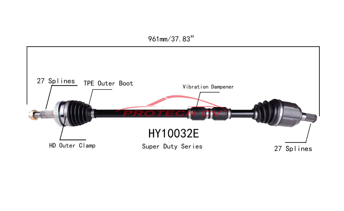 Hyundai 2.4L CV Drive Shaft Front Drive Shaft Cv Joint Cold Forging Grinding Process
