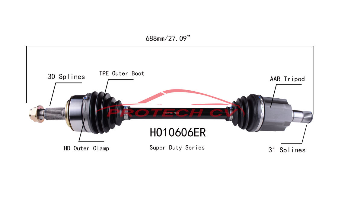HO10606ER CV Axle Shaft Assembly Acura 3.0L Front Left Cv Axle Heavy Duty Clamp