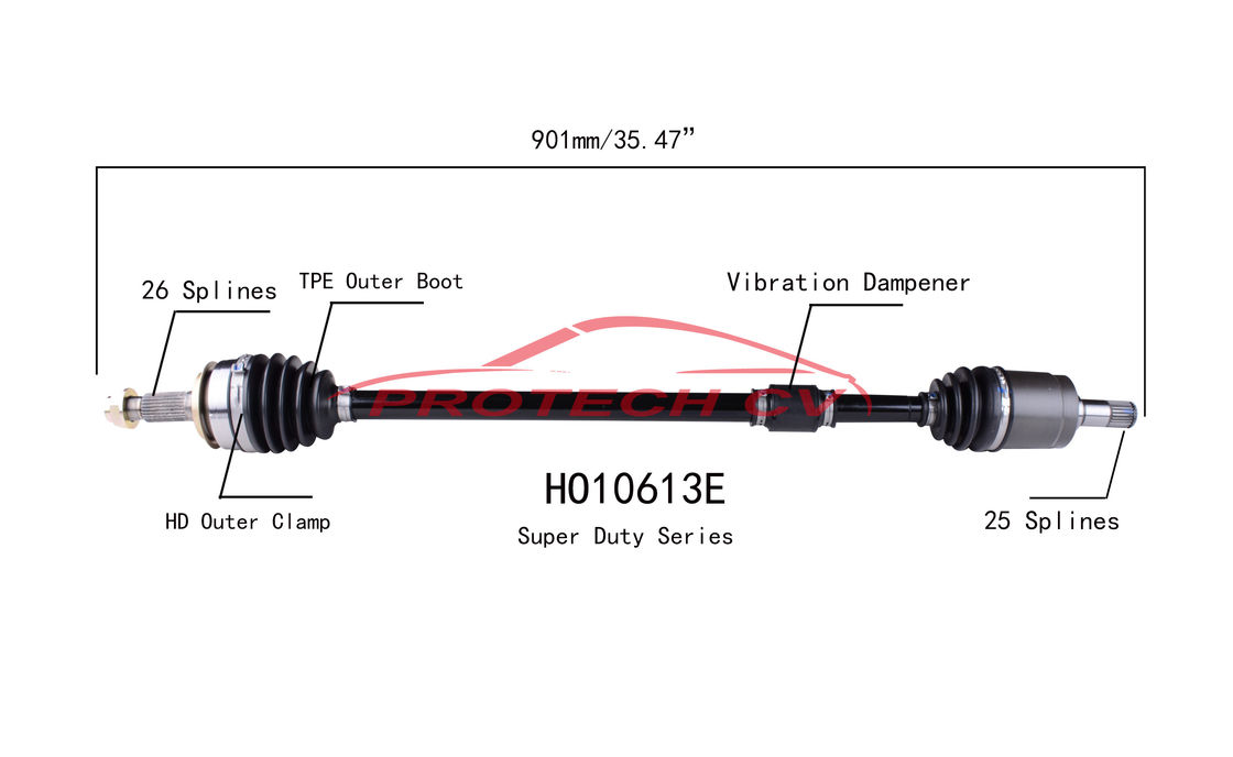 HO10613E CV Axle Shaft Assembly Front Right Honda Fit Heavy Duty Clamp