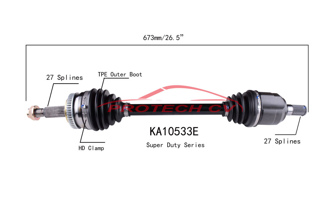 2.4L Kia Optima Cv Complete Assembly Front Left Cv Axle Cold Forging Grinding Process