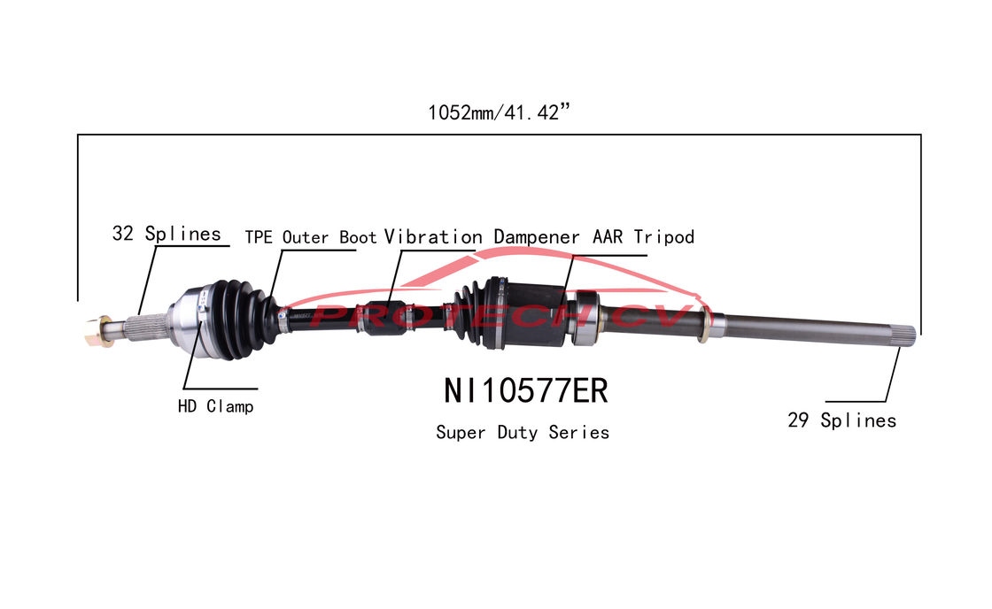 NI10577ER Cv Shaft Assembly INFINITI QX60 3.5L Right Front Axle Heavy Duty Clamp