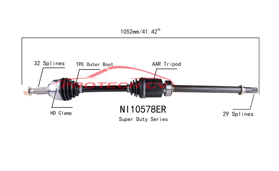 NI10578ER CV  CV Axle Assembly Heavy Duty Clamp TPEE Boot  Cold Forging Grinding Process Technology EXTREME Weather Unit