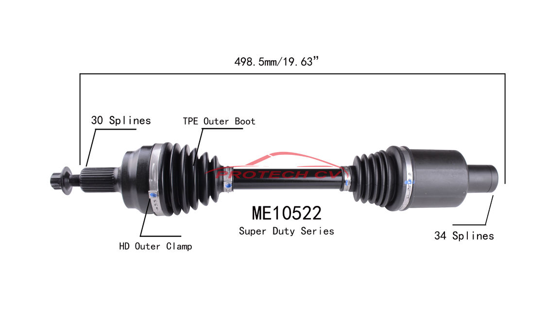 ME10522 CV  CV Axle Assembly Heavy Duty Clamp TPEE Boot  Cold Forging Grinding Process Technology EXTREME Weather Unit
