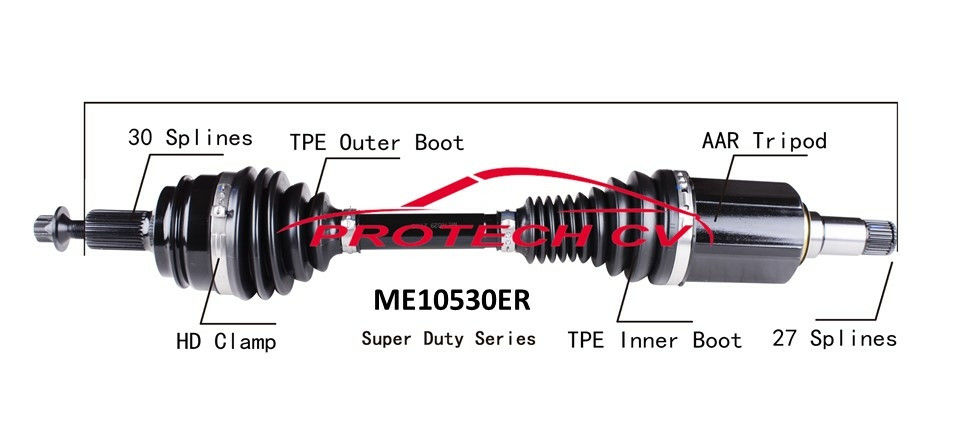ME10530ER CV  CV Axle Assembly Heavy Duty Clamp TPEE Boot  Cold Forging Grinding Process Technology EXTREME Weather Unit