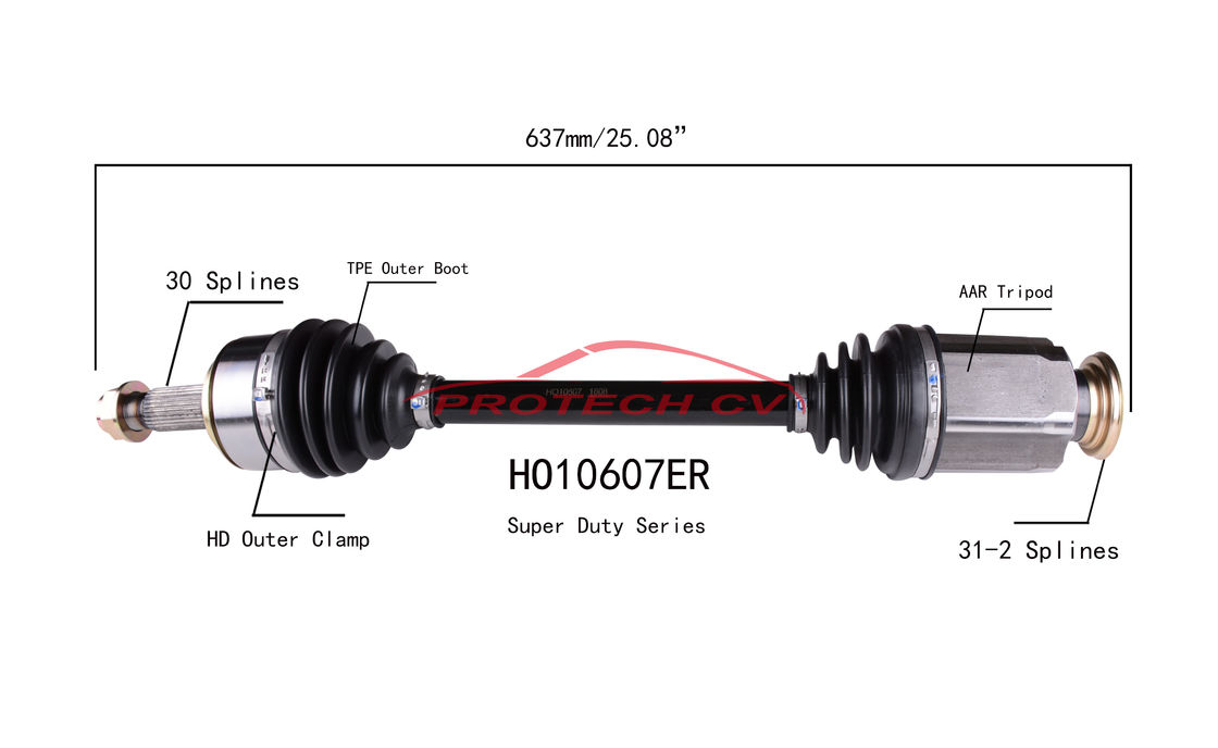 HO10607ER CV  CV Axle Assembly Heavy Duty Clamp TPEE Boot  Cold Forging Grinding Process Technology EXTREME Weather Unit