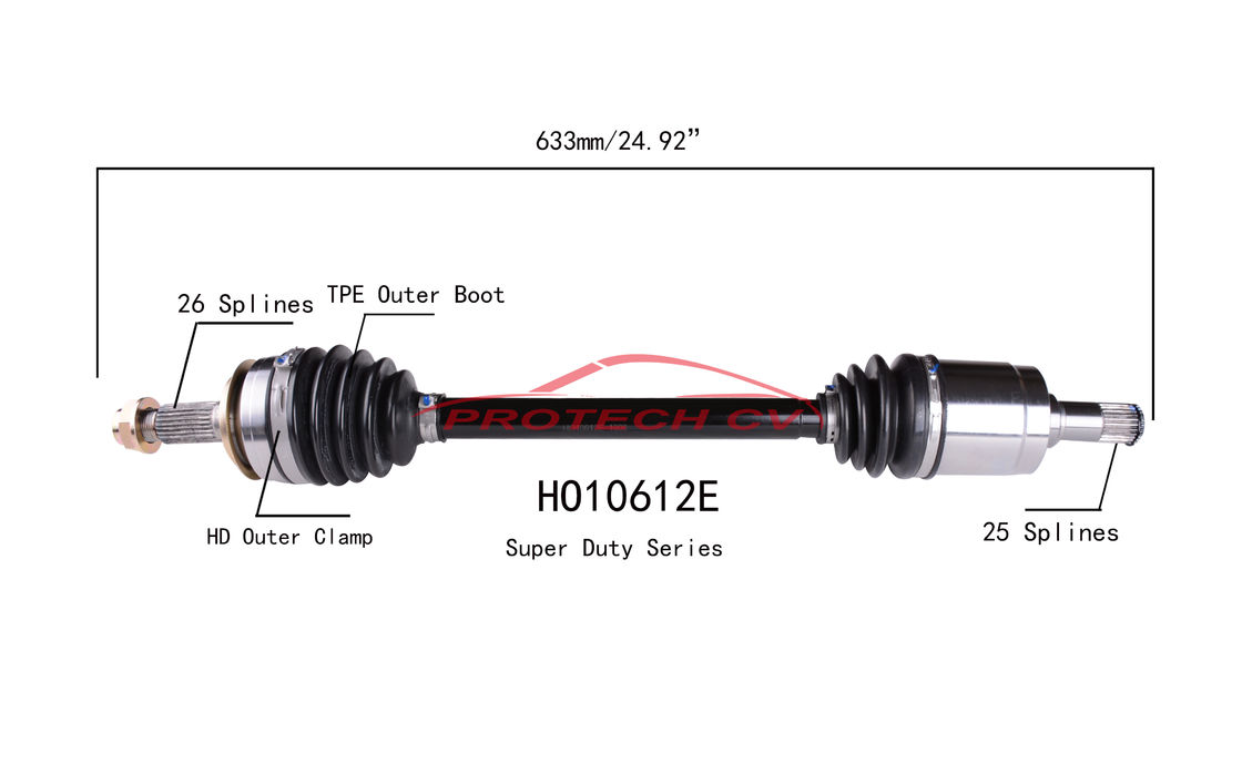 HO10612E CV  CV Axle Assembly Heavy Duty Clamp TPEE Boot  Cold Forging Grinding Process Technology EXTREME Weather Unit