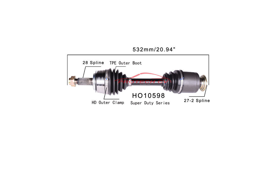 HO10598 CV  CV Axle Assembly Heavy Duty Clamp TPEE Boot  Cold Forging Grinding Process Technology EXTREME Weather Unit